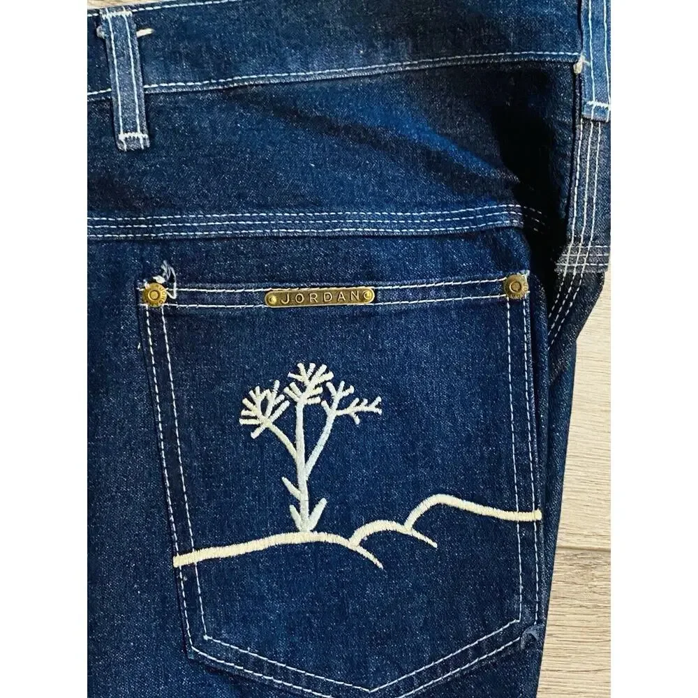 Vtg 80s Mens Jeans Jordan Denim Dark Wash Baggy Graphic Skater 40